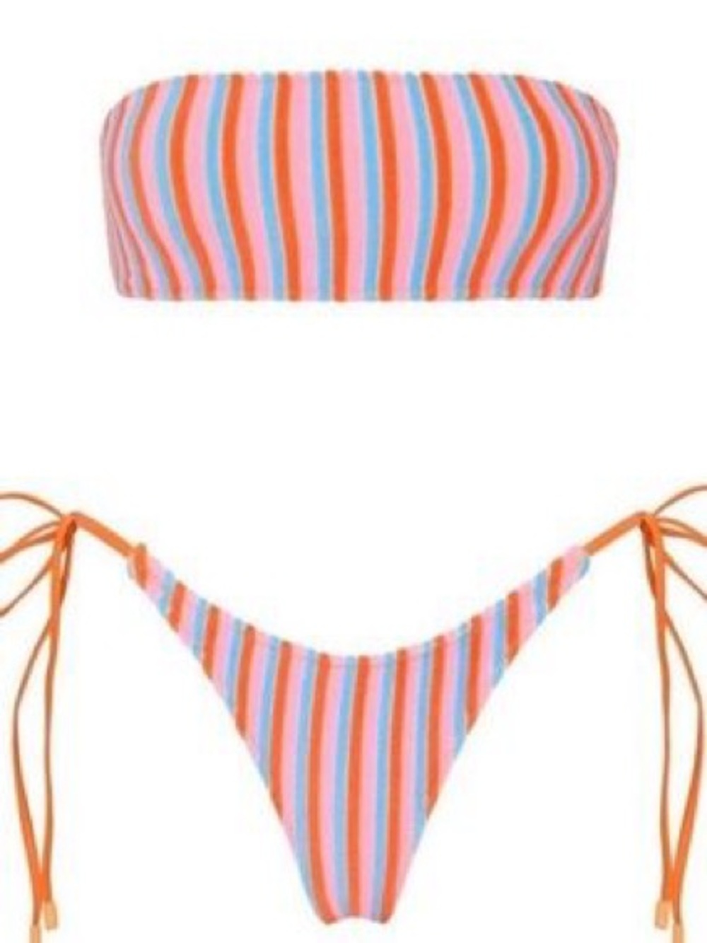 Triangl Swimwear Multicolor Striped Bandeau Bikini with Orange Trim
